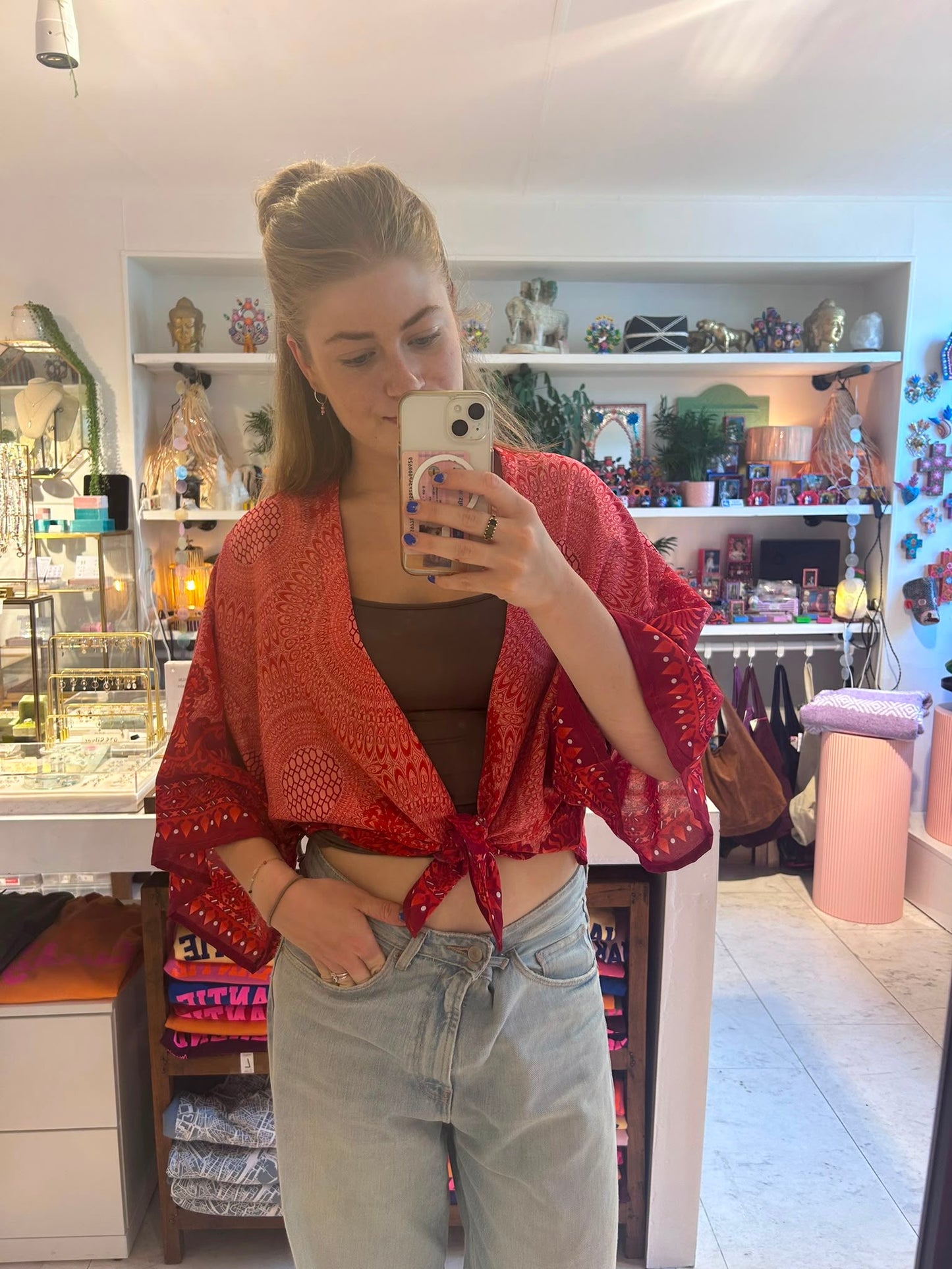 Izzy Kimono Vest Rood met Oranje