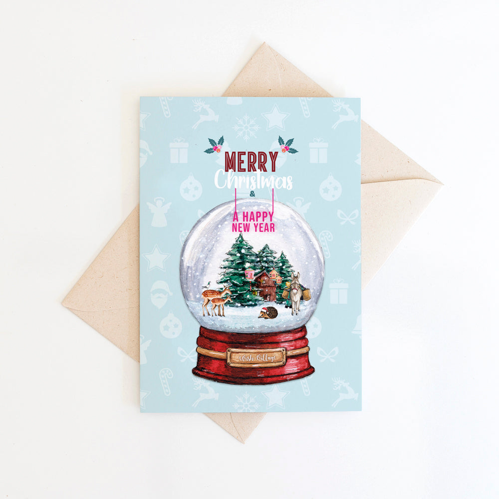 Dubbele kaart Kerst globe