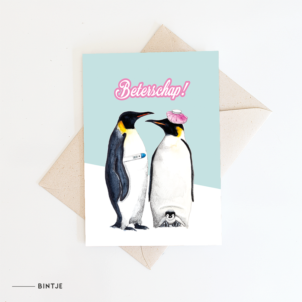 Dubbele kaart Beterschap pinguins