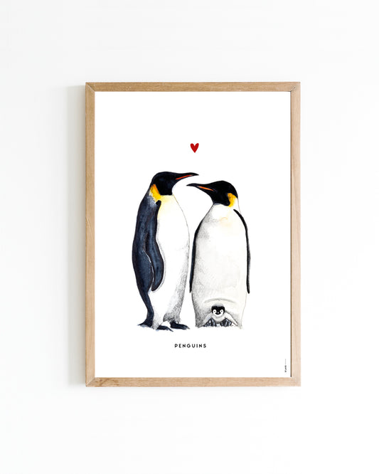 Poster Pinguins hartje 15x20cm