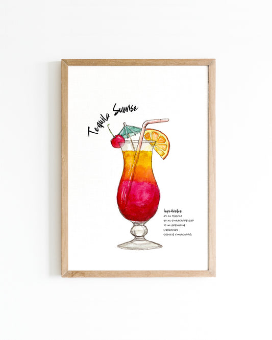 Poster Cocktail Tequila Sunrise 15x20cm