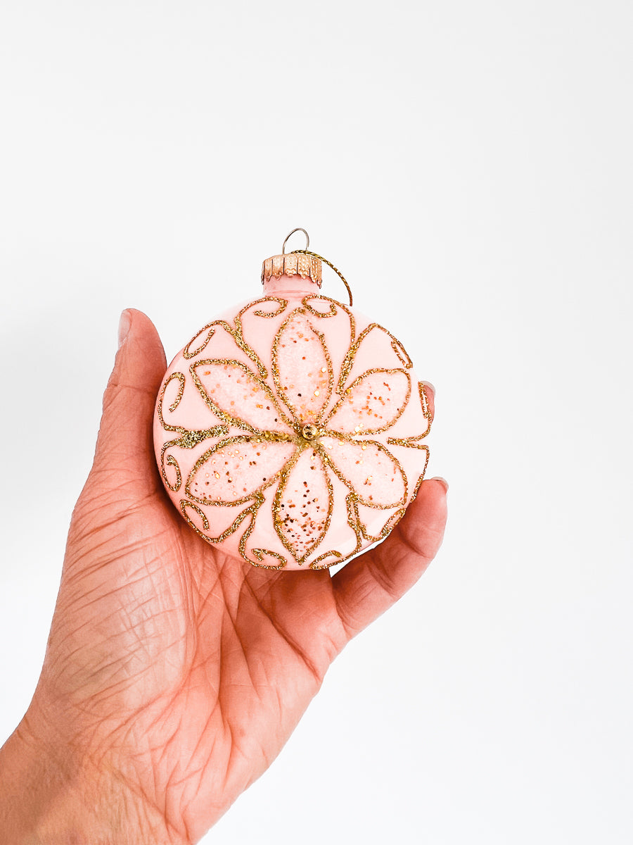 Kerstbal Bloem Roze