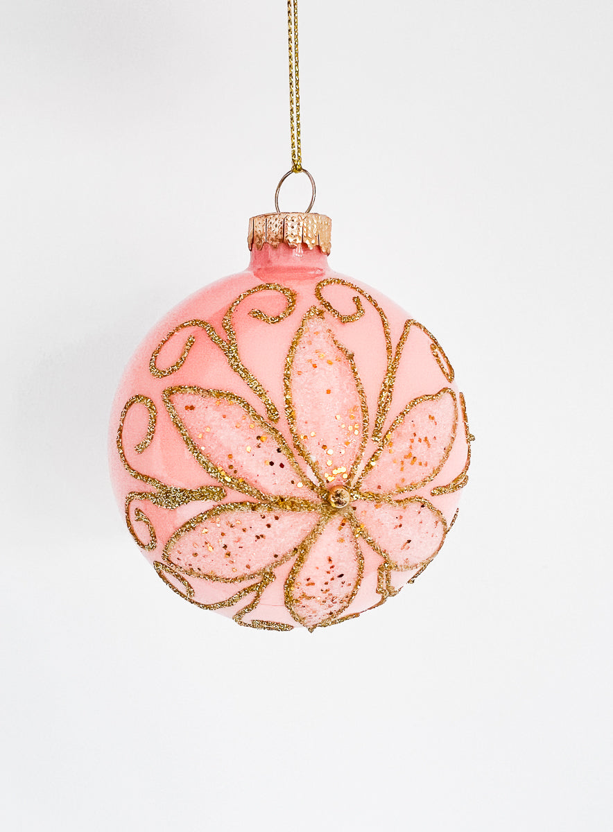 Kerstbal Bloem Roze
