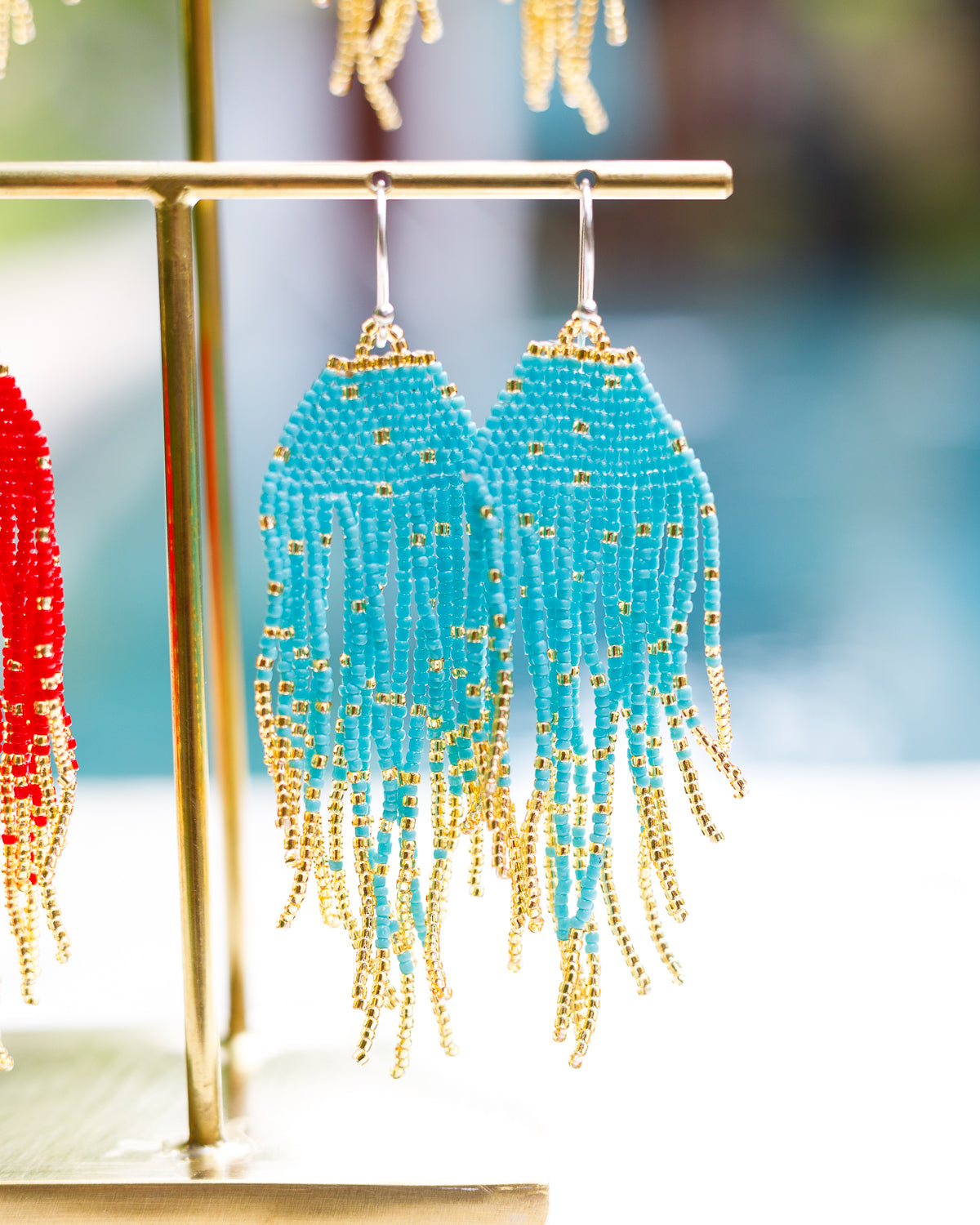 LupeXMade: Turquoise Beads Oorbellen