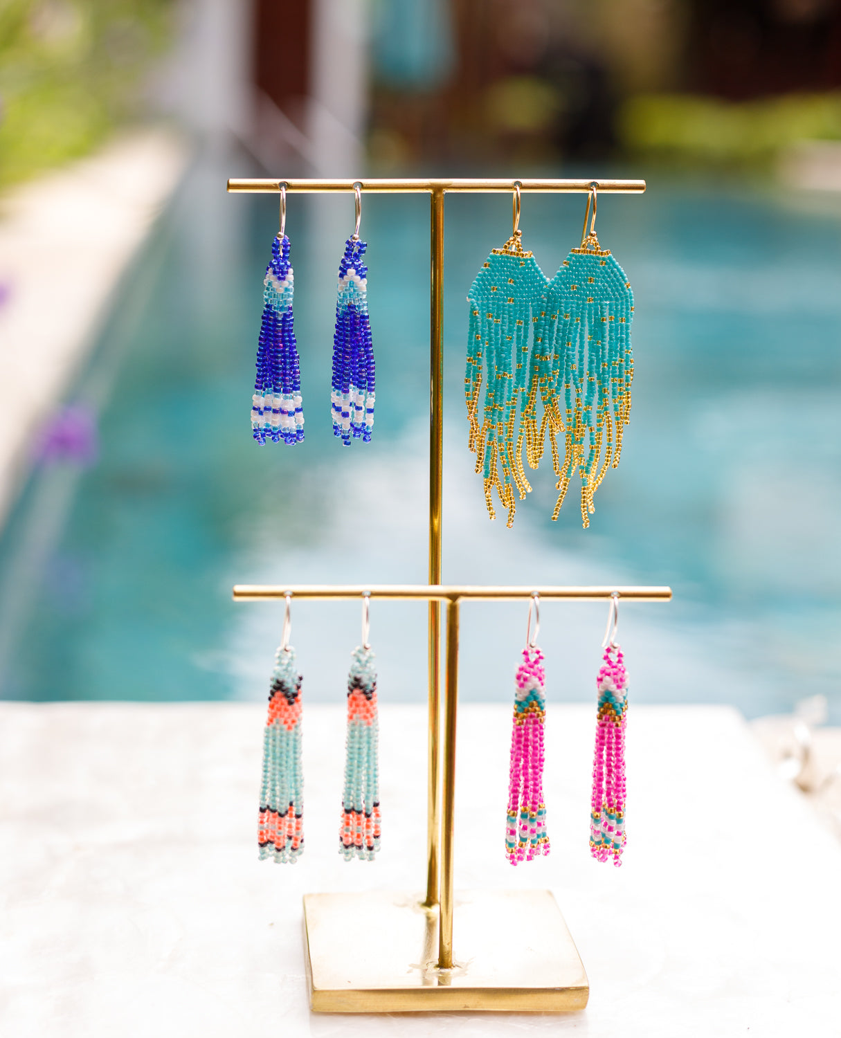 LupeXMade: Turquoise Beads Oorbellen