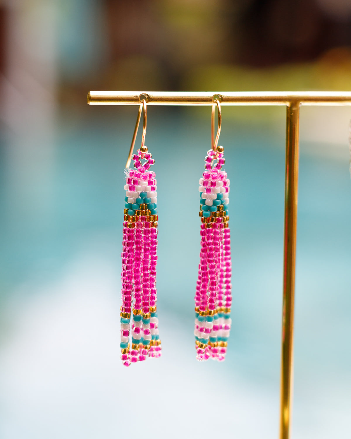 LupeXMade: Pink Beads Oorbellen