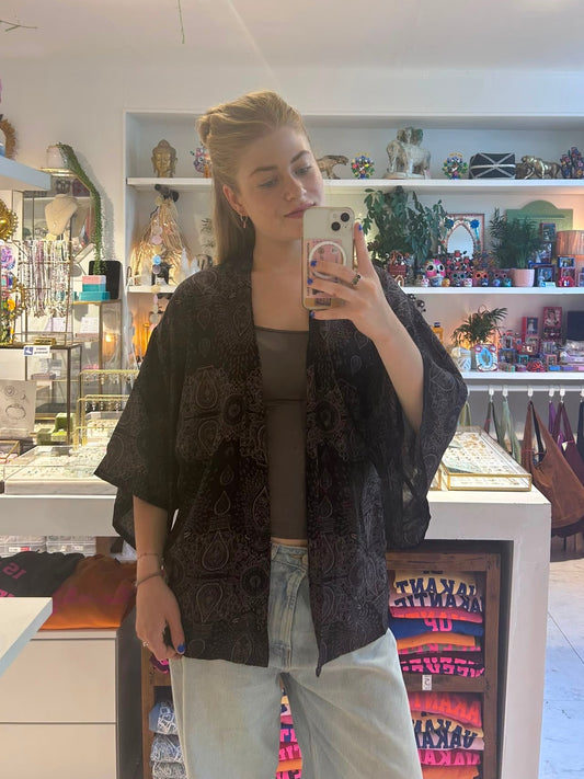 Izzy Kimono Vest donkerBlauw/Zwart