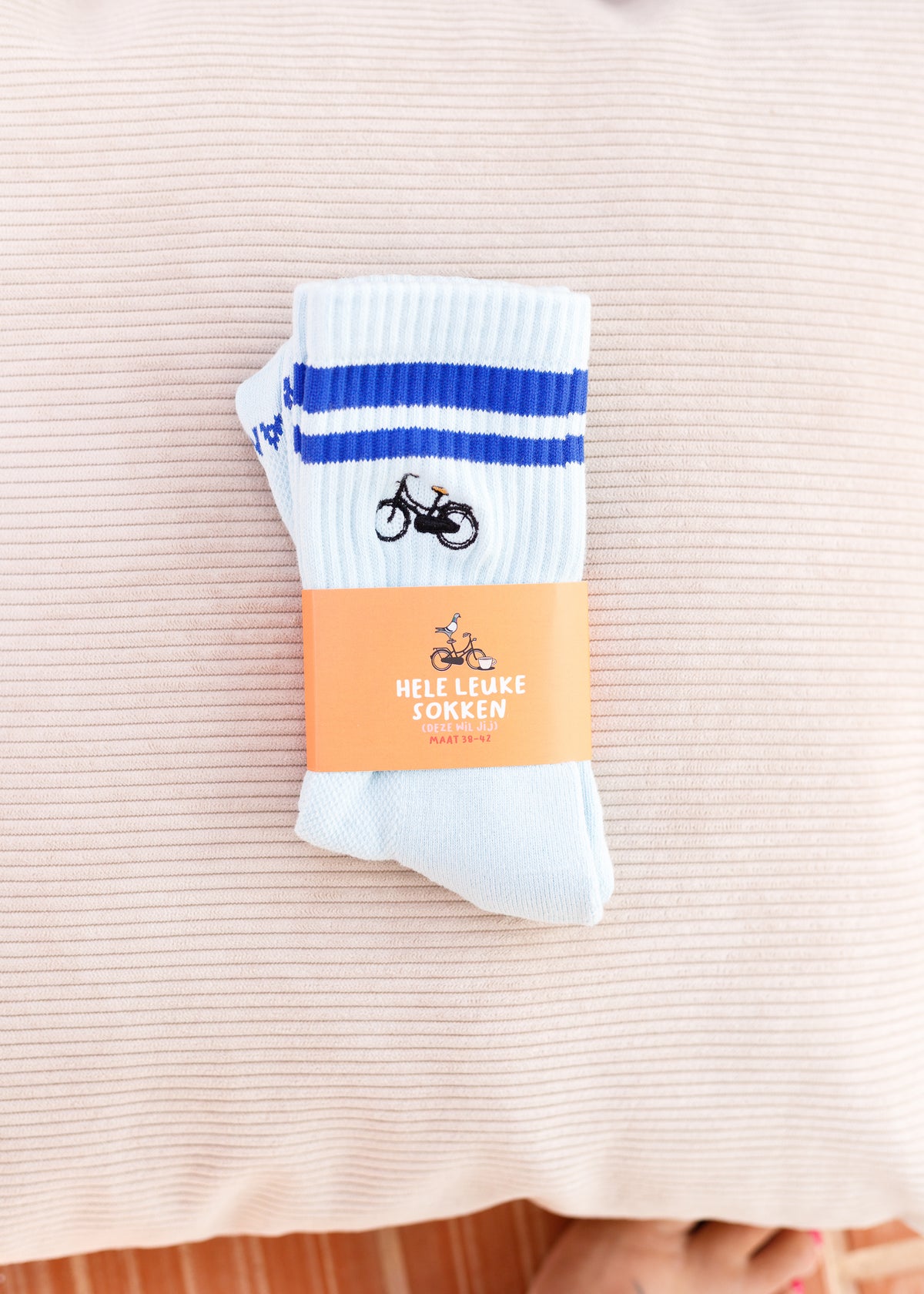 Sokken: blauw fiets maat 38-42