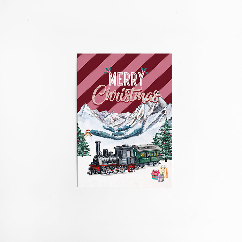 Kaart kerst treintje