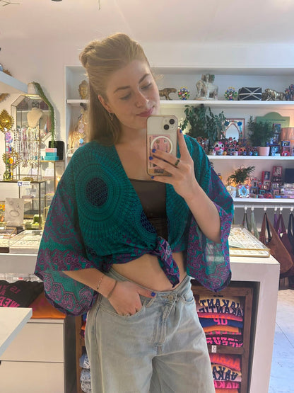Izzy Kimono Vest Blauw met Paars