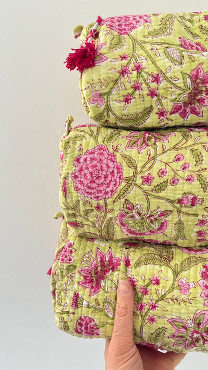 ToiletTas Bloemen groen