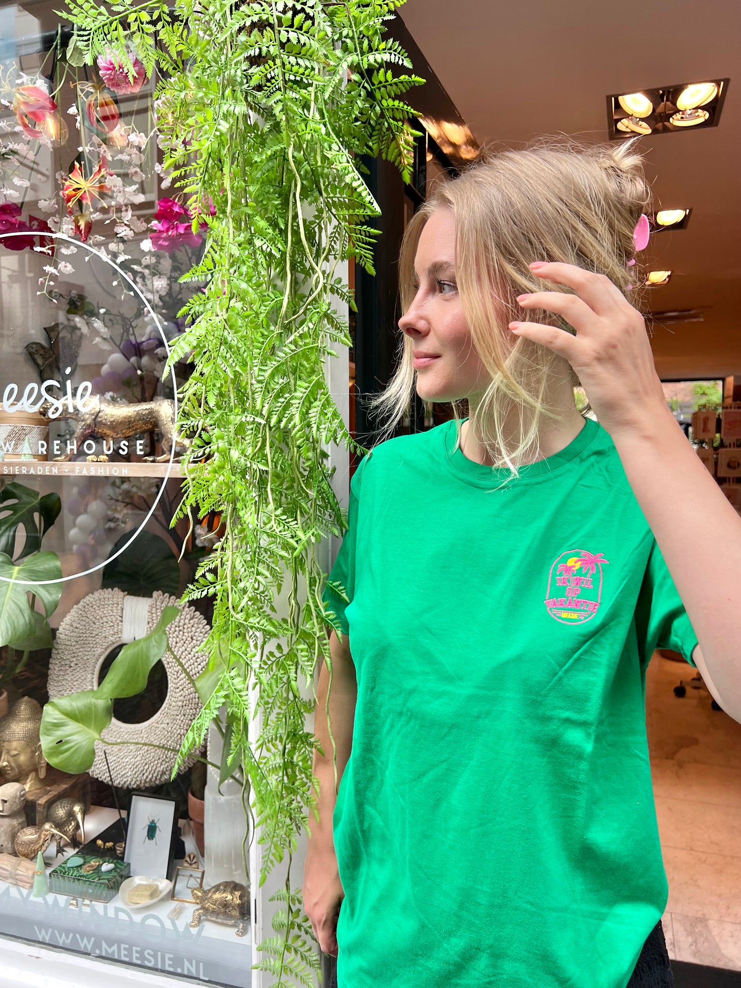 Shirt “ik wil op vakantie” Groen