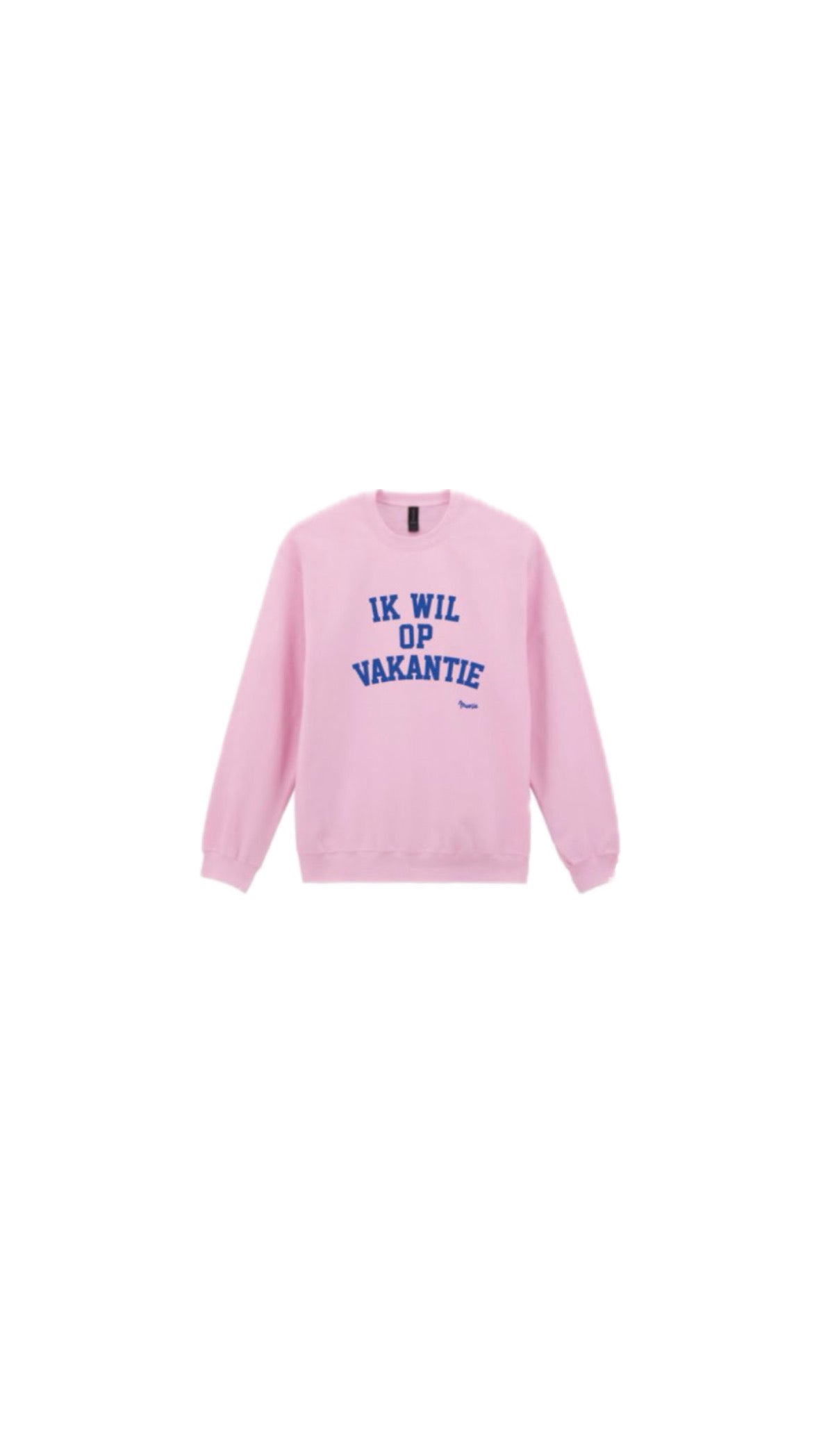 NIEUW Trui: “Ik wil op Vakantie” Pastel Roze met Blauw