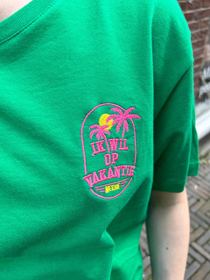 Shirt “ik wil op vakantie” Groen