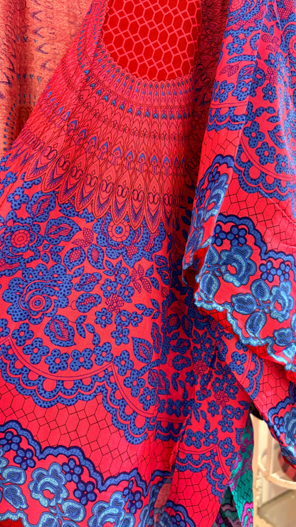 Izzy Kimono Vest Roze met Blauw