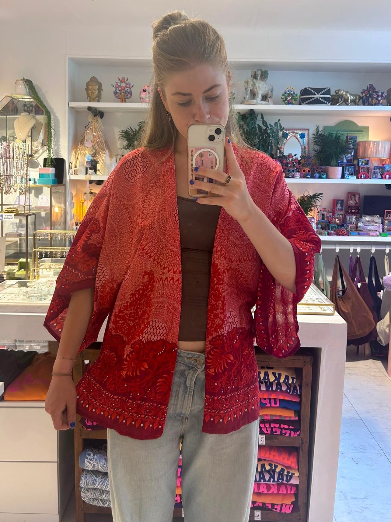 Izzy Kimono Vest Rood met Oranje