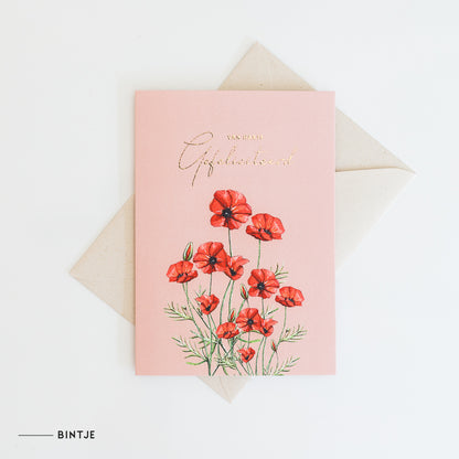 Dubbele kaart Bloemen Gefeliciteerd