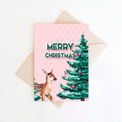 Dubbele kaart Kerst hertje