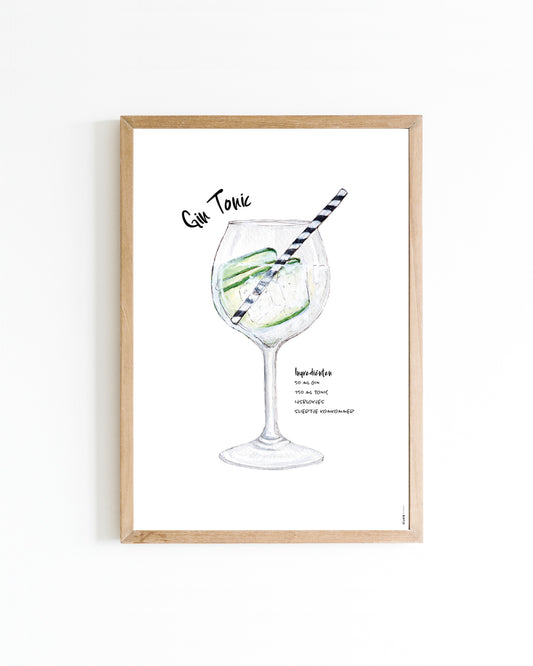 Poster Cocktail Gin Tonic 15x20cm