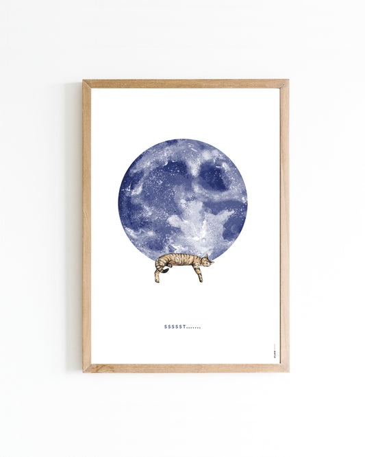 Poster Poes op de maan 30x40cm