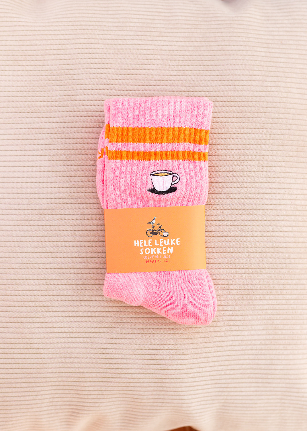 Sokken: roze koffie maat 38-42
