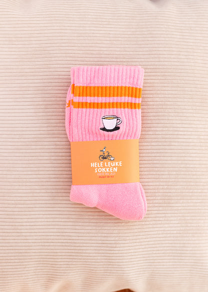 Sokken: roze koffie maat 38-42