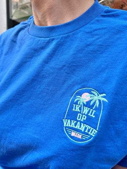 Shirt “ik wil op vakantie” Blauw
