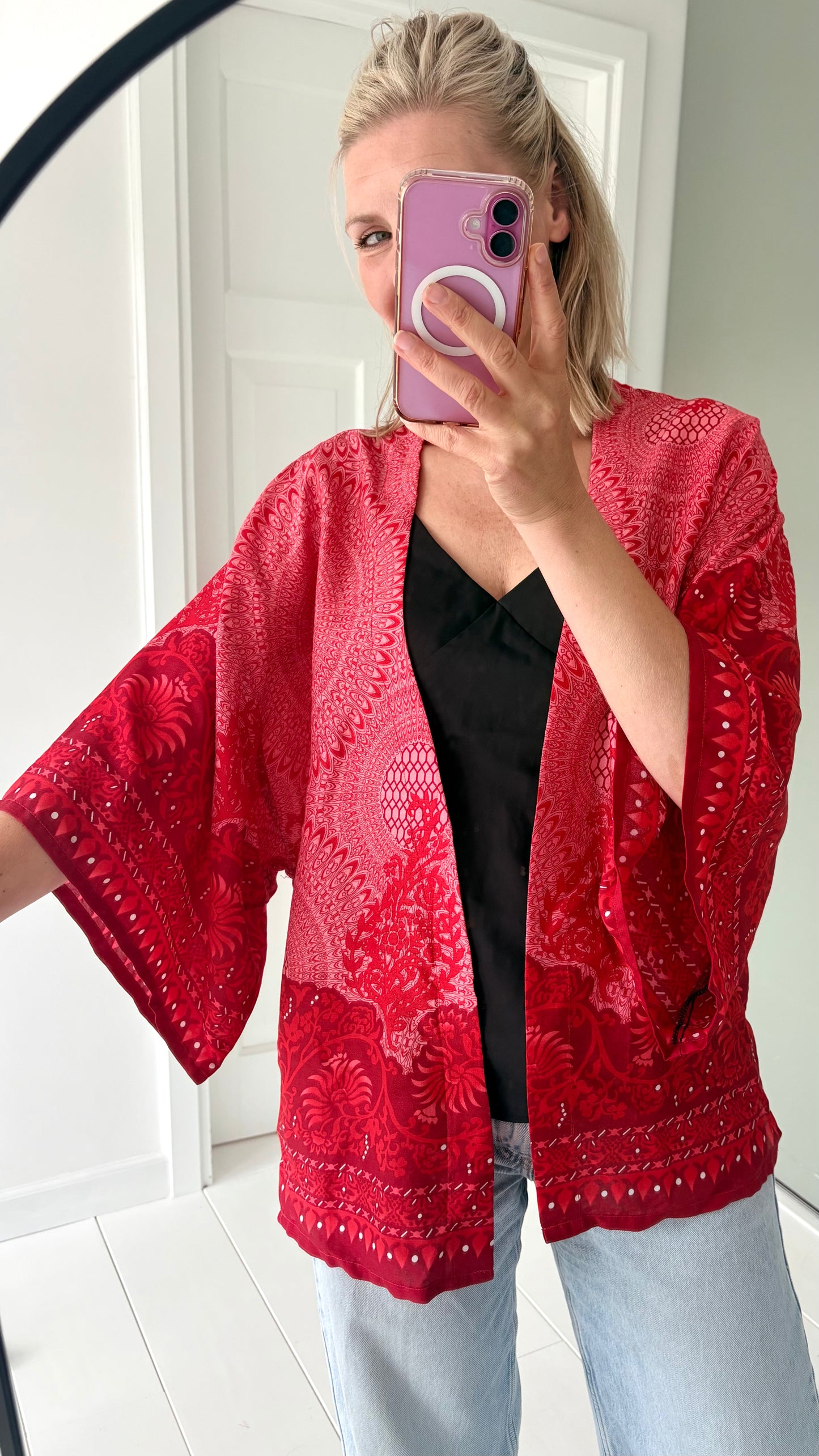 Izzy Kimono Vest Rood met Oranje