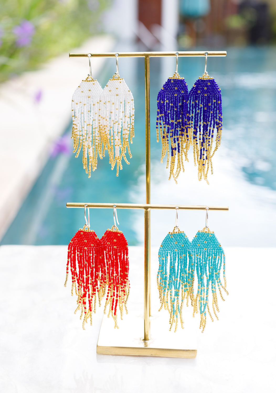LupeXMade: Deep Blue Beads Oorbellen