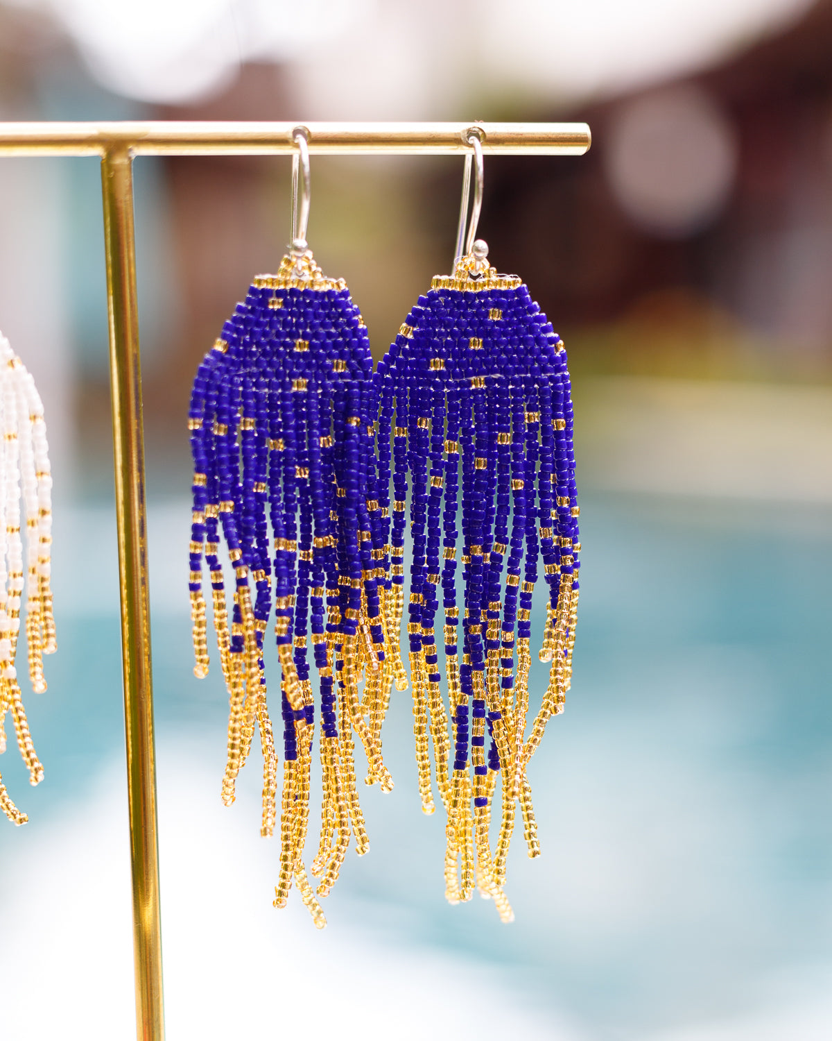 LupeXMade: Deep Blue Beads Oorbellen