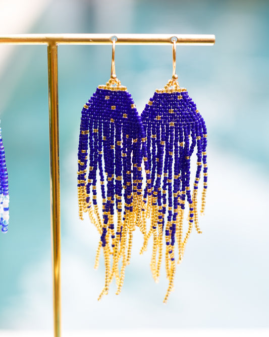 LupeXMade: Deep Blue Beads Oorbellen