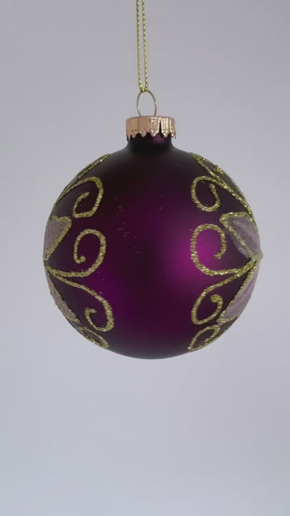 Kerstbal Bloem Paars
